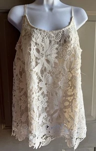 Cabi Top Ivory Lace Overlay Sleeveless # 5254 Tank Blouse Women’s Size S - Picture 1 of 19