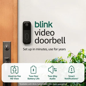 Blink Video Doorbell (newest model) – Head-to-toe HD view, two-year battery life - Picture 1 of 12