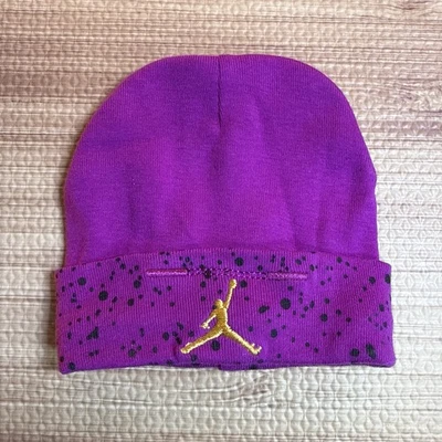 Jordan Nike 婴儿帽勃艮第和黑色 0-6 个月刺绣标志 — 第 1/4 张图片