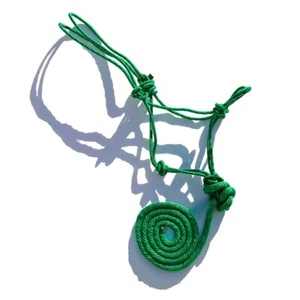 Rope Halter w/ 8 ft Detachable Lead - Green with black diamond spots #26128