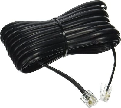 Telephone Extension Cord 25 Feet Long Phone Cable Line Wire - Black Trisonic - Image 1 of 3