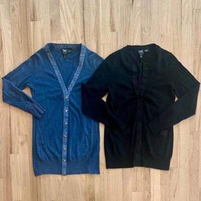 2 cárdigans de The Worth Collection, algodón azul, lana negra, talla pequeña Foto 1 de 4