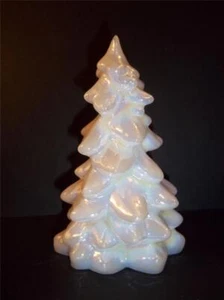 Mosser Glass MILK WHITE CARNIVAL Mother of Pearl 5.5" CHRISTMAS TREE Figurine - Picture 1 of 4