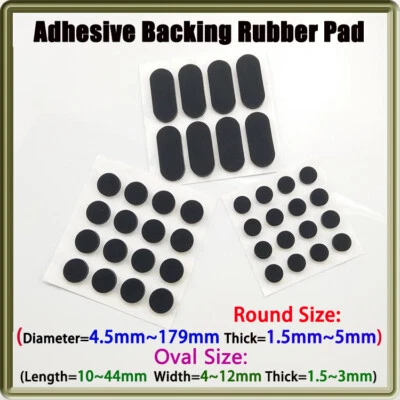 10Pcs Self-Adhesive Rubber Mat 10~180mm Round & Oval Thick 1.5~3mm Furniture Pad - Image 1 of 4