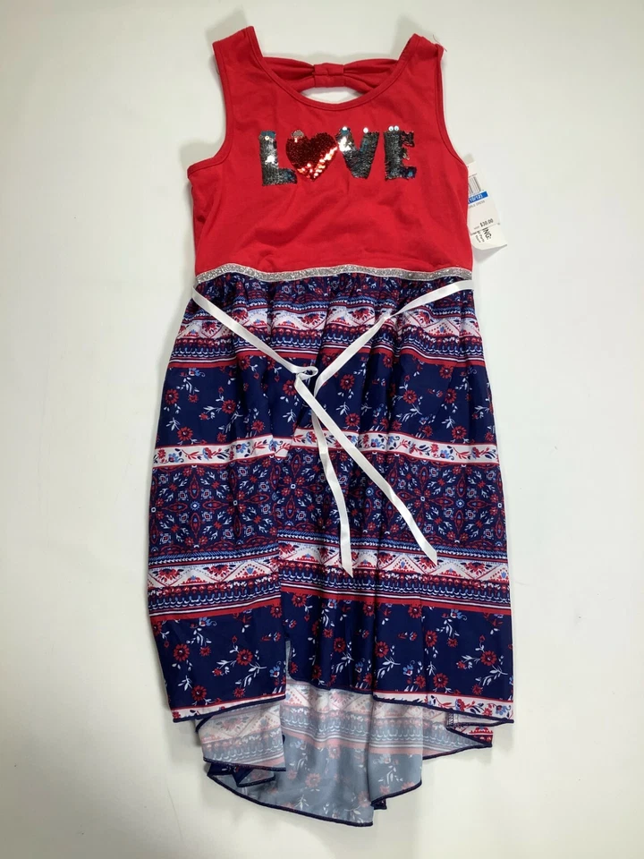Vestido sin mangas Love rosa y violeta rojo para niñas grande (10/12) ¡NUEVO! Foto 1 de 4