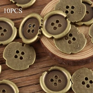 10x Metal Buttons Irregular 4-Hole for Craft Sewing Jacket Sweater Accessories - Picture 1 of 9