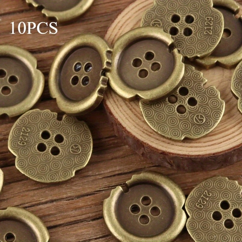 10x Metal Buttons Irregular 4-Hole for Craft Sewing Jacket Sweater Accessories - Image 1 of 4