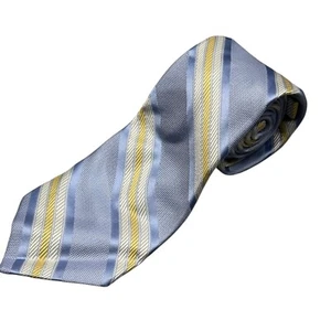 Valentino Tie 100% Silk Made in Italy Striped Textured Blue/Yellow 3.75" - Picture 1 of 7