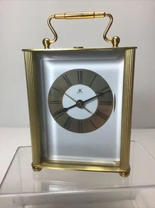 Working INFINITY Quartz Brass Carriage Desk Clock - Picture 1 of 10