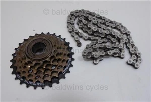 Shimano 6 Speed Freewheel MF-TZ20 14 / 28 Index - Screw On+ QUALITY KMC CHAIN - Picture 1 of 8