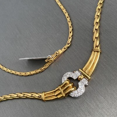 Collar de diamantes vintage joyería fina de oro de 18 quilates mediados de siglo retro firmado Foto 1 de 4