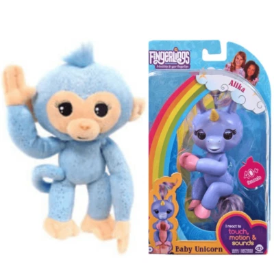 Pacote Fingerlings - Alika Baby Unicorn + Glitter Azul 10.5 Macaco de Pelúcia NOVO - Imagem 1 de 3