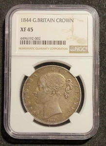 1844 Great Britain VICTORIA Silver Crown NGC XF 45 - Picture 1 of 4