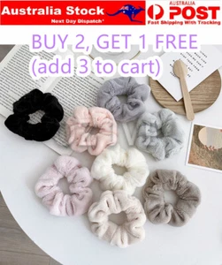 Elastic Hair Bands Cute Warm Plush Satin Scrunchies hair accessories Hair Ties - Picture 1 of 10