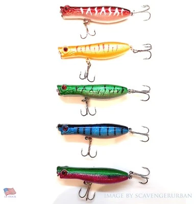  Lote de 5 Señuelos de Pesca Nuevos Top Water Popper, Bass Crankbaits, Swimbaits Foto 1 de 4