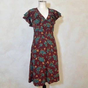 Vintage Betsey Johnson Ruffle Caped Dress Size 6 Black Label Silk Cottage RARE - Picture 1 of 13