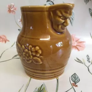 Vintage Jug. Ugly Face Jug. Brown Glazed. 4 Inch - Picture 1 of 7