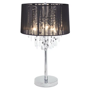 Schwarzer Schirm Spencer Tischlampe mit 3 Lichtern, Chromfuß, Glastropfen - Bild 1 von 1