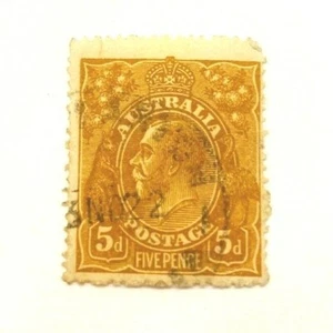 KGV Australia #36 5 Pence Used Stamp VG Hand Cancel - Picture 1 of 2