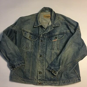 Gasoline Mens VTG 90s Blue Denim Jacket Coat Cotton Jacket Trucker Sz M - Picture 1 of 6