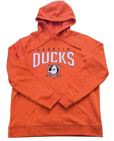Fanatics Anaheim Ducks NHL Mens Orange Hoodie Hockey Sweatshirt Size XL Cover