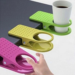 2Pcs Clip on Table Cup Holder Desk Drinks Water Bottle Table Bracket Universal - Picture 1 of 11