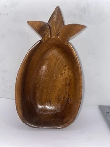 Vintage Hand Carved Hawaiian Monkey Pod Wood Pineapple Dish 50f-1020M - Picture 1 of 7