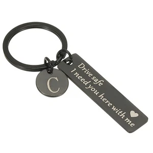 Drive Safe Keychain, 1 Set Letter C Keychain I Need You Here with Me, Black - Picture 1 of 6