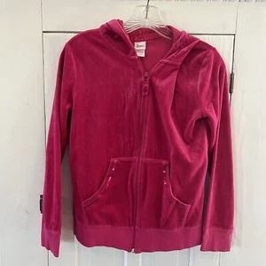 Circo Girls XL 14/16 Pink Velour Hoodie Full Zip Sweatshirt Sequin Embellishment - Picture 1 of 4