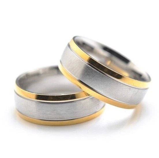 Stainless Steel 8mm Ring | Gold and Silver Wedding Band Comfort Fit | 316L Steel - Image 1 of 1