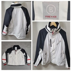 VIntage Bogner Fire & Ice Ski Jacket Women's Large White Pure Powder Hidden Hood - Picture 1 of 24
