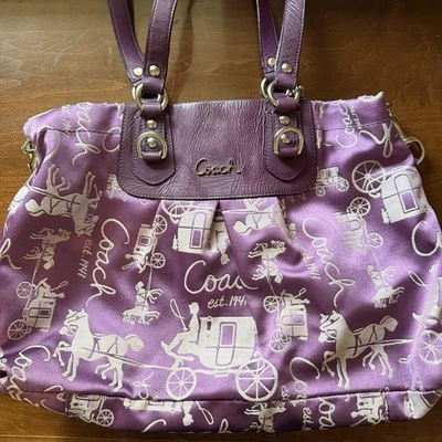 Coach Ashley Signature Horse Carriage Print Tote Bag Purple, F15656 - Image 1 of 4