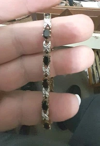 Armband mit schwarzen Onyx Steinen, schöner Modeschmuck Appell, wunderschön  - Bild 1 von 5