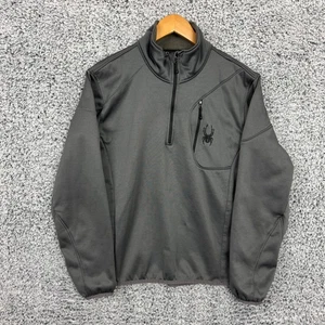 Spyder Pullover Mens Large Gray Half Zip Fleece Jacket Outdoor Performance Top - Picture 1 of 11