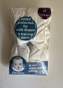 Gerber Waterproof Pants Diaper Covers 4 Pack White Size 3T NEW - Picture 1 of 6