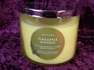 Vela de 3 mechas mango piña/baño y cuerpo blanco granero/baño y trabajo nueva con tapa Foto 1 de 4