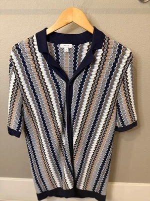 Polo Reiss Gibbon Manga Corta Rayas Cubanas Abotonadas Talla M Foto 1 de 4