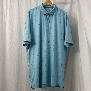 Johnnie O Polo Shirt Mens XL Cacti Blue Cactus Golf Performance Stretch - Picture 1 of 11
