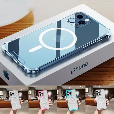 Magnetic Circle For iPhone 11 12 13 14 15 16 XS Air Cushion Case Cover Clear TPU - Image 1 of 4