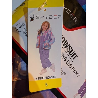Spyder 2 Piezas Traje de Nieve Chaqueta Babero Pantalones Niños Talla 5 Púrpura Blanco Estampado Galaxia Foto 1 de 2