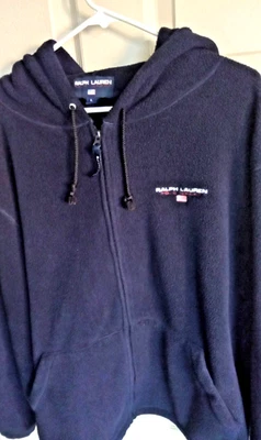 Chaqueta polar Polo By Ralph Lauren para mujer azul marino talla grande cremallera completa con capucha Foto 1 de 4