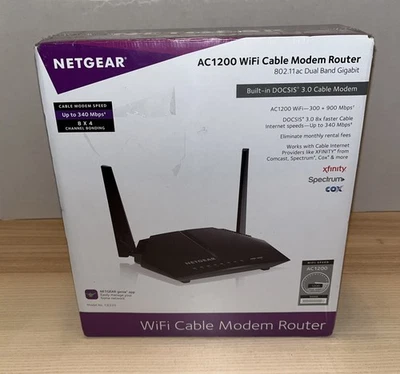 NEW NETGEAR C6220 / AC1200 DOCSIS 3.0 High Speed WiFi Cable Modem Router - Image 1 of 4