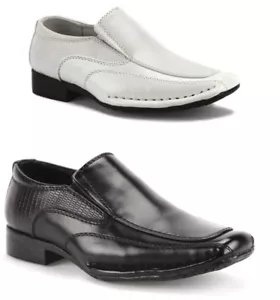 New Little Toddler Boy's Classic Slip On Dress Loafers Formal Shoes Black White - Picture 1 of 24
