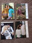 4 DK KNITTING PATTERN HIS AND HERS SWEATERS V AND ROUND NECK SIZE 30-46 INCHES