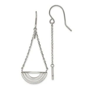 Stainless Steel Polished Dangle Shepherd Hook Earrings - Picture 1 of 3