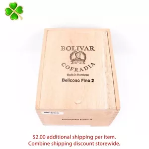 Caja de cigarros de madera vacía Bolívar Cofradia Belicoso Fino 2 7" x 5,5" x 4,25" - Imagen 1 de 12