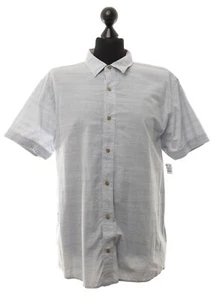 Timberland short Sleeve Casual Shirt XL Gray White Striped Slim Cotton - Picture 1 of 5