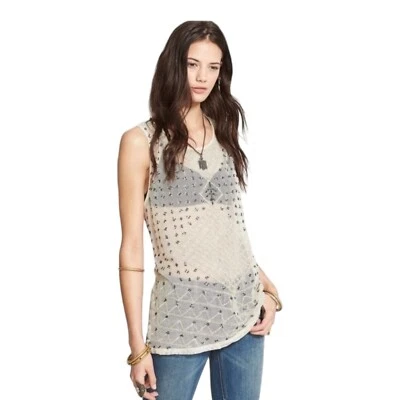 Camiseta sin mangas Anjani Free People adornada lentejuelas túnica para mujer XS crema té nueva con etiquetas Foto 1 de 4