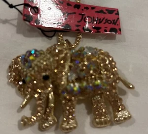 Betsey Johnson Elefant goldfarbene Kristalle Halskette neu mit Etikett - Bild 1 von 10