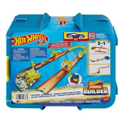 HOT WHEELS MattelHMC03-HotWheels-TrackBuilder-StarterSet,Box+Trackteilen&Fahrzeug